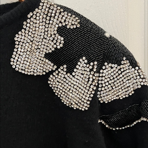 Vintage Weill Boutique Paris Black Cashmere Sweater with Rhinestone  Accent - Picture 3 of 6